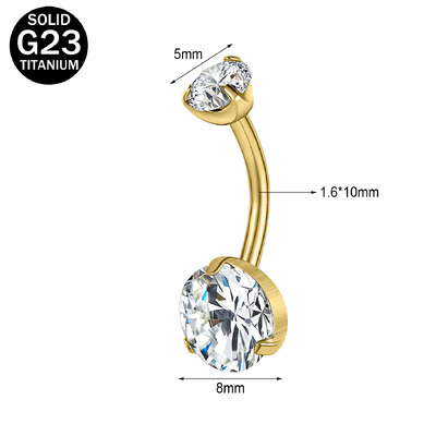 ZS 1 PC G23 titán acél köldök gyűrű nőknek CZ kristály belső menetes köldök súlyzós hosszú rúd testpiercing