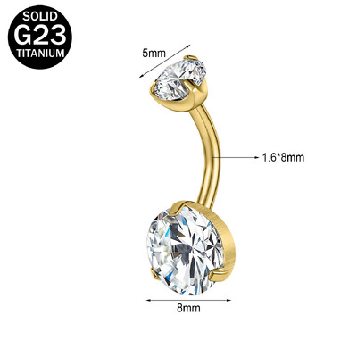 ZS 1 PC G23 titán acél köldök gyűrű nőknek CZ kristály belső menetes köldök súlyzós hosszú rúd testpiercing