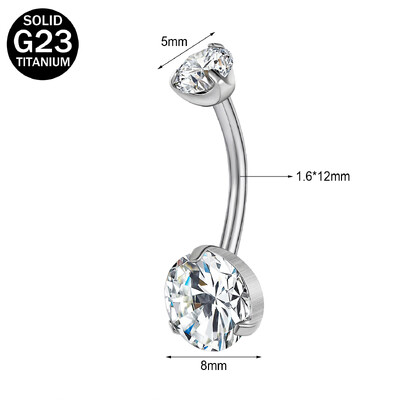 ZS 1 PC G23 titán acél köldök gyűrű nőknek CZ kristály belső menetes köldök súlyzós hosszú rúd testpiercing