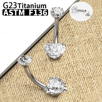 G23 Titanium Sexy Belly Button Rings Piercing ASTM F136 Zircons Χονδρική Κοσμήματα σώματος με κοιλιά για γυναίκες