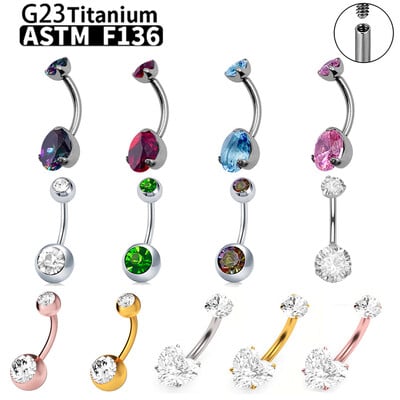 G23 Titanium Sexy Belly Button Rings Piercing ASTM F136 Zircons Χονδρική Κοσμήματα σώματος με κοιλιά για γυναίκες