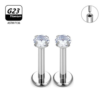 2/10 buc. Piercing din titan G23 pentru unghii nazale pentru femei, cercei cu știfturi Labret 16G, piercing cu zircon, bijuterii pentru corp.