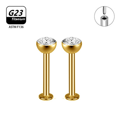 2/10 buc. Piercing din titan G23 pentru unghii nazale pentru femei, cercei cu știfturi Labret 16G, piercing cu zircon, bijuterii pentru corp.