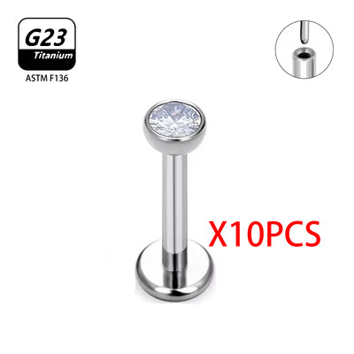 2/10 buc. Piercing din titan G23 pentru unghii nazale pentru femei, cercei cu știfturi Labret 16G, piercing cu zircon, bijuterii pentru corp.