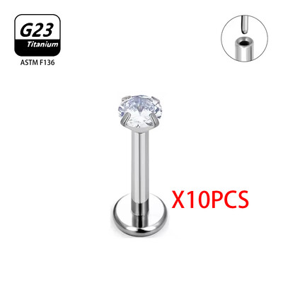 2/10 buc. Piercing din titan G23 pentru unghii nazale pentru femei, cercei cu știfturi Labret 16G, piercing cu zircon, bijuterii pentru corp.