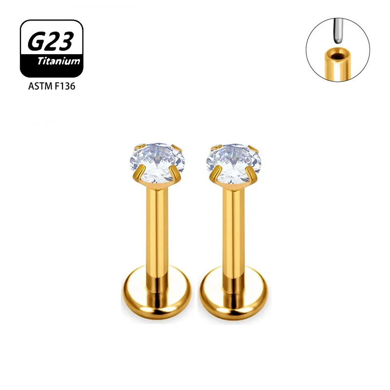 2/10 buc. Piercing din titan G23 pentru unghii nazale pentru femei, cercei cu știfturi Labret 16G, piercing cu zircon, bijuterii pentru corp.