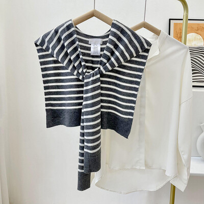 Șal tricotat în dungi Primăvară și toamnă femei pelerina încrucișată șal mic cu o cămașă cu o eșarfă de lână