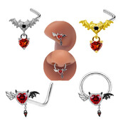 Gótikus orrgyűrűk nőknek Sebészeti acél orrcsapok férfiaknak Denevér Septum Orr Piercing Ékszerek Szívből lógó Testékszerek