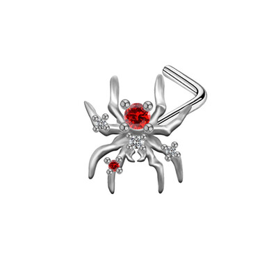 Piercing do nosa z chirurgickej nehrdzavejúcej ocele v gotickom štýle, halloweenske krúžky do nosa s pavúkom pre ženy.