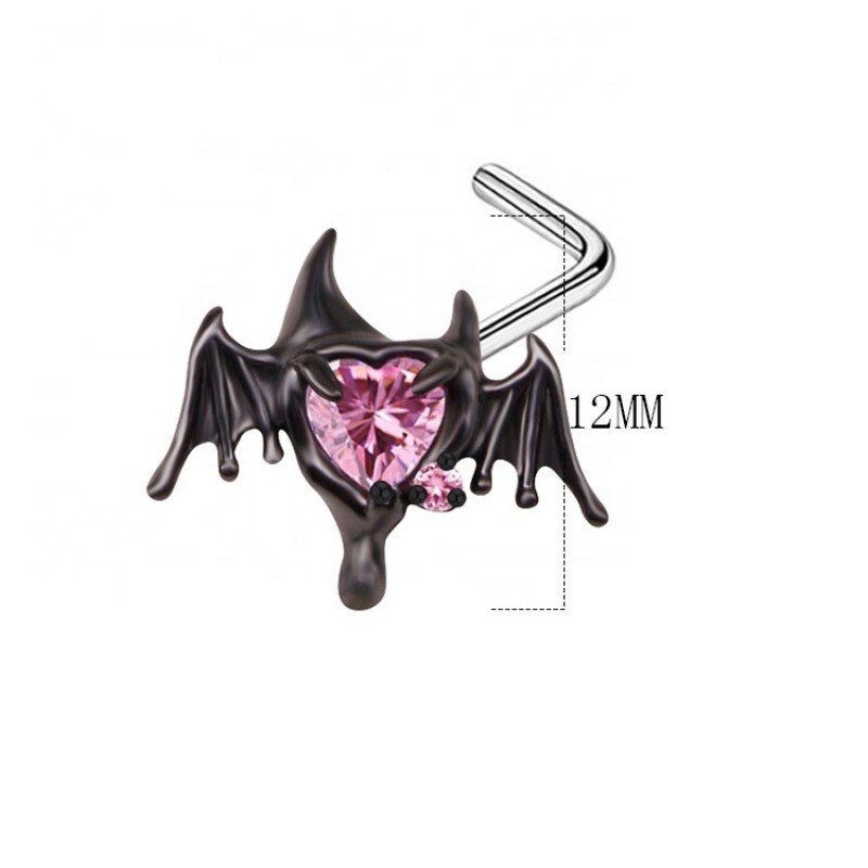 Piercing do nosa z chirurgickej nehrdzavejúcej ocele v gotickom štýle, halloweenske krúžky do nosa s pavúkom pre ženy.