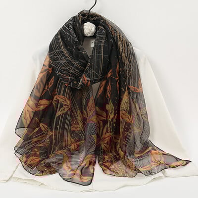 Ελαφρύ μέσα από μεταξωτό κασκόλ Γυναικεία με λεπτές στολές Παραλία Ταξιδιωτικό μαντίλι με λουλουδάτο μακρύ πέπλο Πολυτελή κασκόλ Μαλακά Premium Pareos