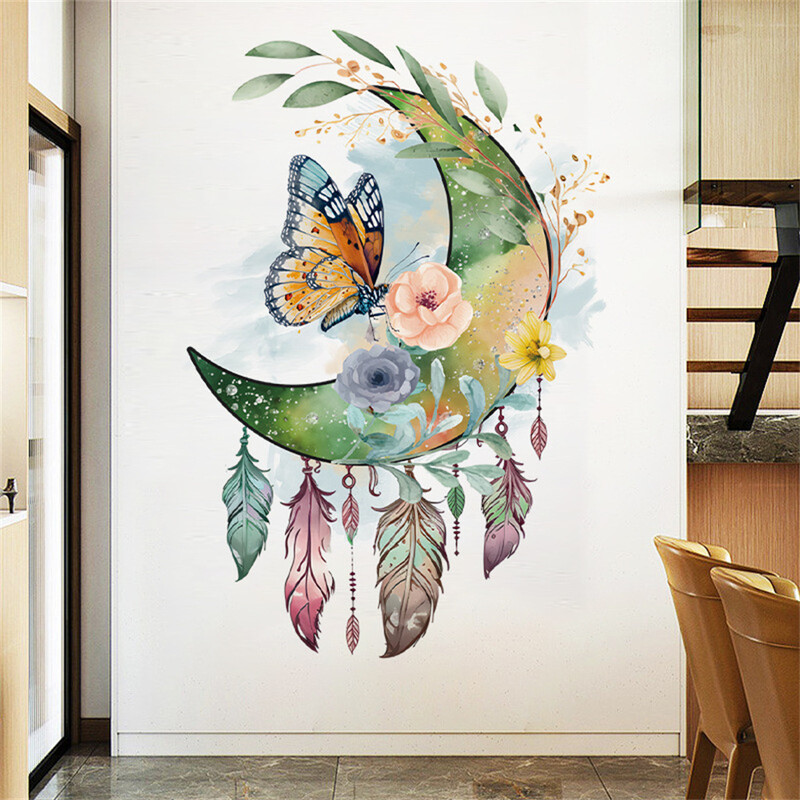 PVC Fluture Apărător de vise Modern Minimalist Autocolant de perete Decal Tapet Decor pentru dormitor Camera de zi (30x60cm)