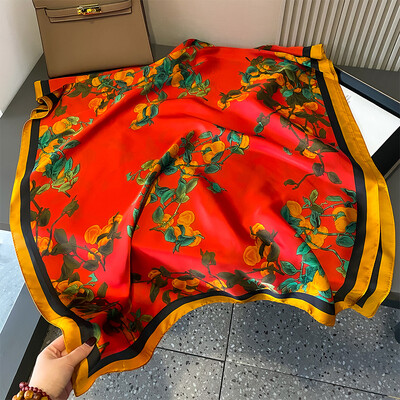 Módna potlač veľkých šálov, zábaly, hodvábna šatka pre ženy, luxusná značka, saténová čelenka, hidžáb, šatka, turban, letné plážové štóly