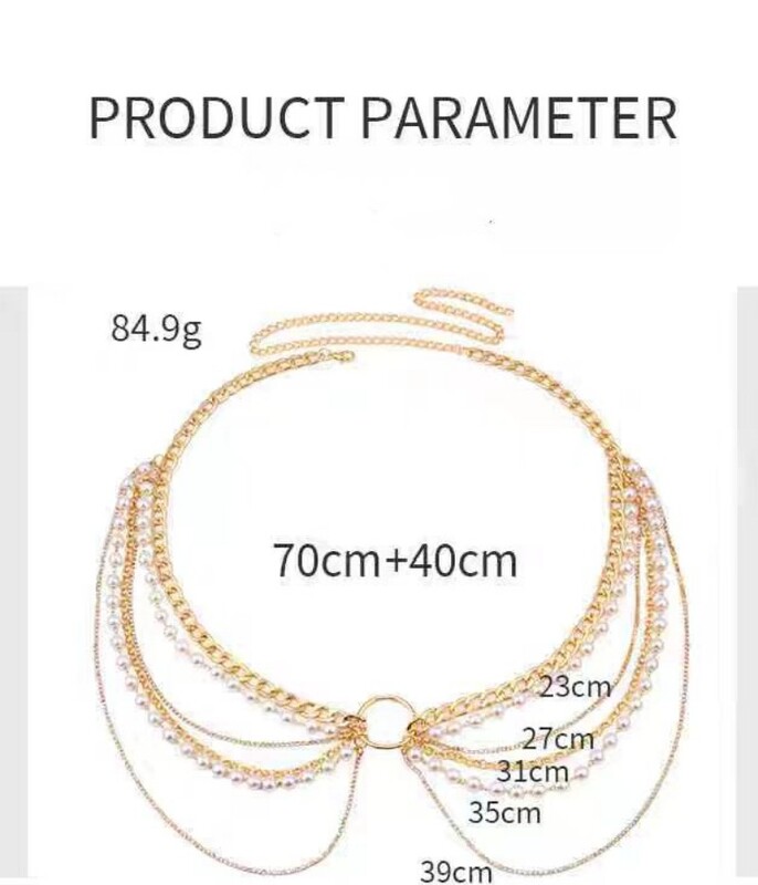 Divat Tömör többrétegű Gyöngyutánzat Asszony strassz hasa derék láncdarab ruha kiegészítők gótikus etnikai stílus