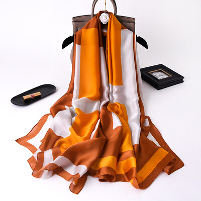 Нов шал с верига 180X90CM в корейски стил Слънцезащитен печат Копринен шал Моден висококачествен шал за плажна кърпа Лятна прахоустойчива бандана