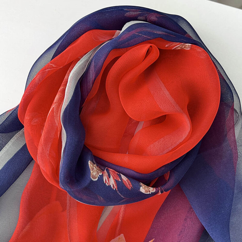 Prechodová potlač ľalie Pekné ženy Elegantný šifónový Georgette Bandana šatka Letná plážová opaľovací krém Tenká šatka