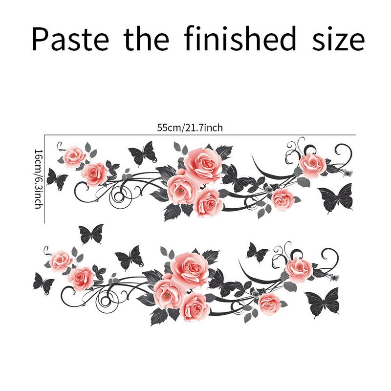 Šiuolaikiniai vonios kambario sienų lipdukai, rožių drugelio gėlė, vandeniui atsparūs stiklo lipdukai, skirti miegamojo tualeto namų dekoravimui „pasidaryk pats“