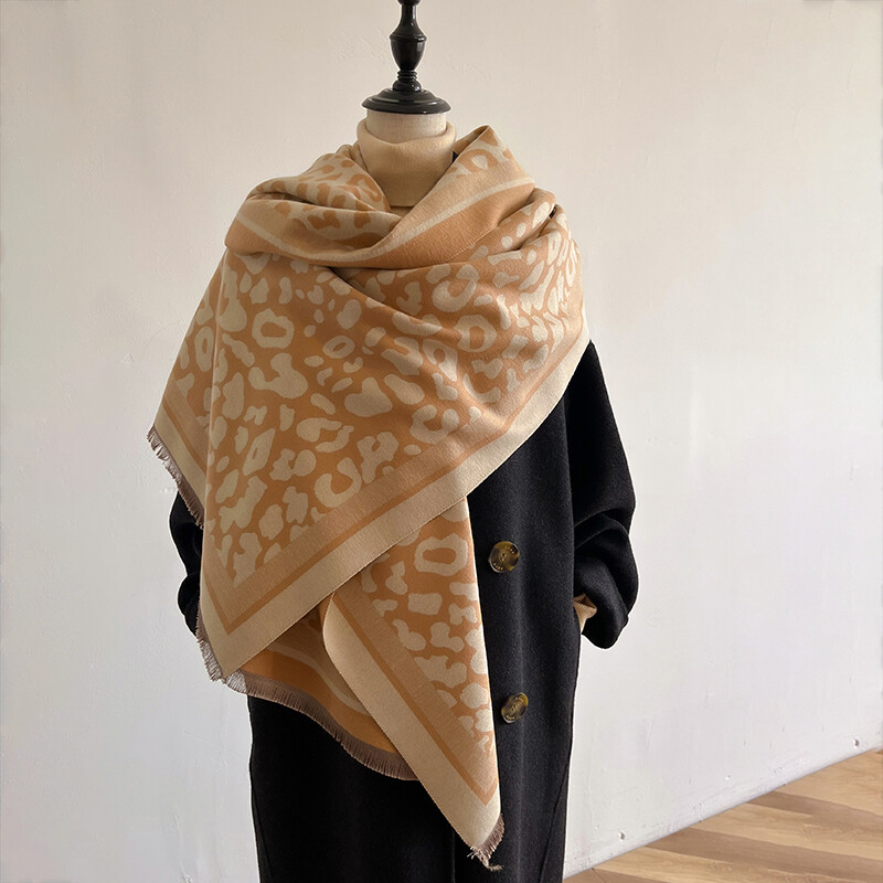 Nová dámska šatka 2024, luxusná jesenná zimná teplá vintage leopardia potlač, šatka Pashmina Mujer Femme Foulard Bufanda