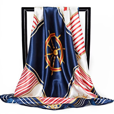 90*90 см модни шалове дамски шал щампа копринен сатен хиджаб дамска бандана луксозна марка квадратна дамска бандана фулар заглушител