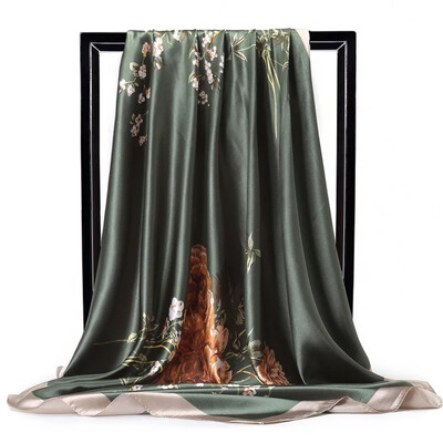 90*90 см модни шалове дамски шал щампа копринен сатен хиджаб дамска бандана луксозна марка квадратна дамска бандана фулар заглушител