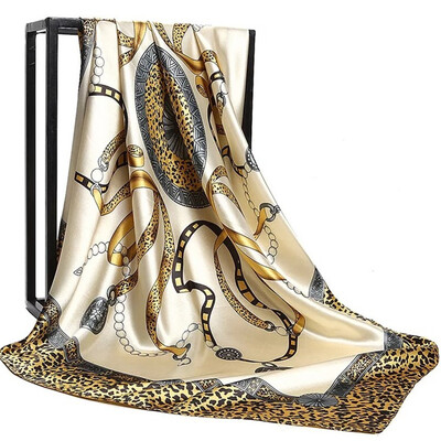 90*90 см модни шалове дамски шал щампа копринен сатен хиджаб дамска бандана луксозна марка квадратна дамска бандана фулар заглушител