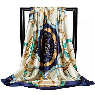 90*90 см модни шалове дамски шал щампа копринен сатен хиджаб дамска бандана луксозна марка квадратна дамска бандана фулар заглушител