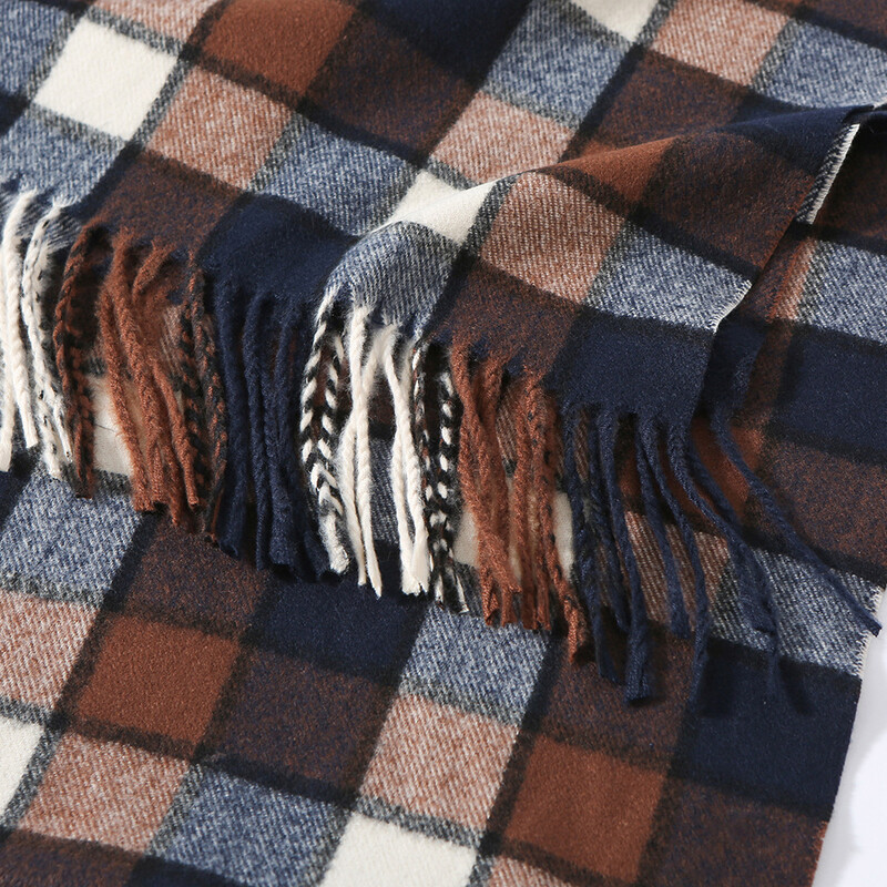 Eșarfă din cașmir de iarnă 2024 pentru bărbați Culoare carouri Pashmina caldă șal învelitoare pentru cap Esarfe cu ciucuri tricotate bărbați pătură Foulard Culoare: