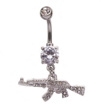 Δαχτυλίδια κοιλιάς Gun Dangle Navel Ring Clear Gem Δαχτυλίδι με κοιλιά Δαχτυλίδι Piercing σώματος Κοσμήματα Piercing κοιλιά για γυναίκες