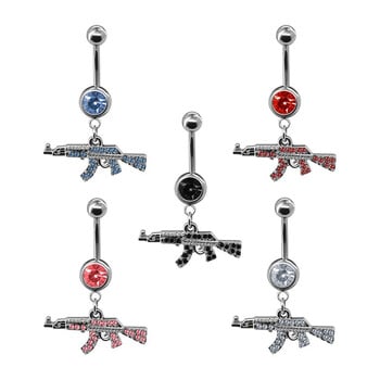 Δαχτυλίδια κοιλιάς Gun Dangle Navel Ring Clear Gem Δαχτυλίδι με κοιλιά Δαχτυλίδι Piercing σώματος Κοσμήματα Piercing κοιλιά για γυναίκες