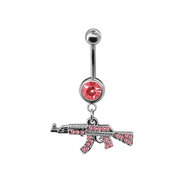 Δαχτυλίδια κοιλιάς Gun Dangle Navel Ring Clear Gem Δαχτυλίδι με κοιλιά Δαχτυλίδι Piercing σώματος Κοσμήματα Piercing κοιλιά για γυναίκες