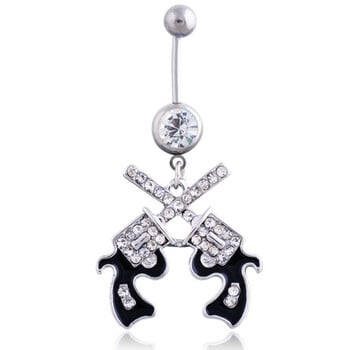 Δαχτυλίδια κοιλιάς Gun Dangle Navel Ring Clear Gem Δαχτυλίδι με κοιλιά Δαχτυλίδι Piercing σώματος Κοσμήματα Piercing κοιλιά για γυναίκες