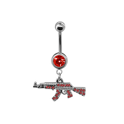 Prsteni za pupak Gun Viseći prsten za pupak Prozirni dragulj Prsten za pupak Piercing za tijelo Nakit Piercing za žene