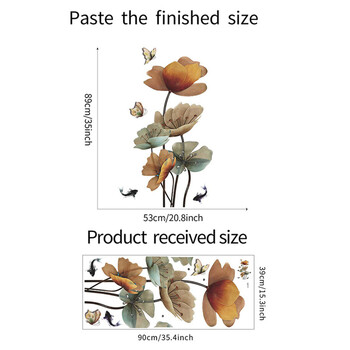 Πολύχρωμο αυτοκόλλητο τοίχου τρισδιάστατο λουλούδι πεταλούδα κυπρίνος Αδιάβροχο αφαιρούμενο διακοσμητικά χαλκομανίες Ταπετσαρία διακόσμησης σπιτιού Υπνοδωμάτιο Σαλόνι