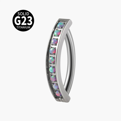 1PC G23 Titāna nabas pīrsings Fire Opal Vienkāršs nabas gredzens Cz Reversi izliekts Glossy Snap vēdera pīrsings ķermeņa rotaslietas