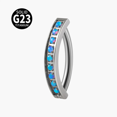 1PC G23 Titāna nabas pīrsings Fire Opal Vienkāršs nabas gredzens Cz Reversi izliekts Glossy Snap vēdera pīrsings ķermeņa rotaslietas