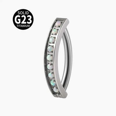 1PC G23 Titāna nabas pīrsings Fire Opal Vienkāršs nabas gredzens Cz Reversi izliekts Glossy Snap vēdera pīrsings ķermeņa rotaslietas