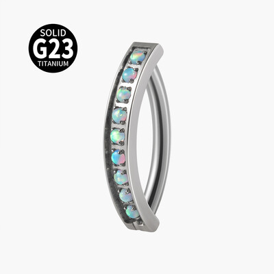1PC G23 Titāna nabas pīrsings Fire Opal Vienkāršs nabas gredzens Cz Reversi izliekts Glossy Snap vēdera pīrsings ķermeņa rotaslietas