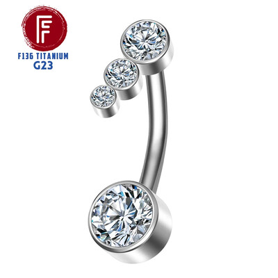 ASTM F136 Piercing pentru buric din titan, cu diafragmă cu zircon, Helix, Labret industrial, inel pentru buric Nombril, bijuterii pentru corp pentru femei