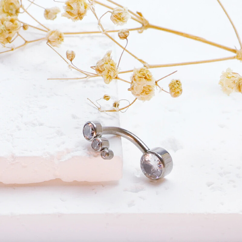 ASTM F136 Piercing pentru buric din titan, cu diafragmă cu zircon, Helix, Labret industrial, inel pentru buric Nombril, bijuterii pentru corp pentru femei