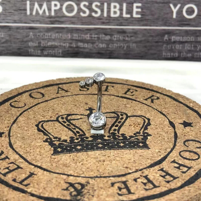 ASTM F136 Piercing pentru buric din titan, cu diafragmă cu zircon, Helix, Labret industrial, inel pentru buric Nombril, bijuterii pentru corp pentru femei