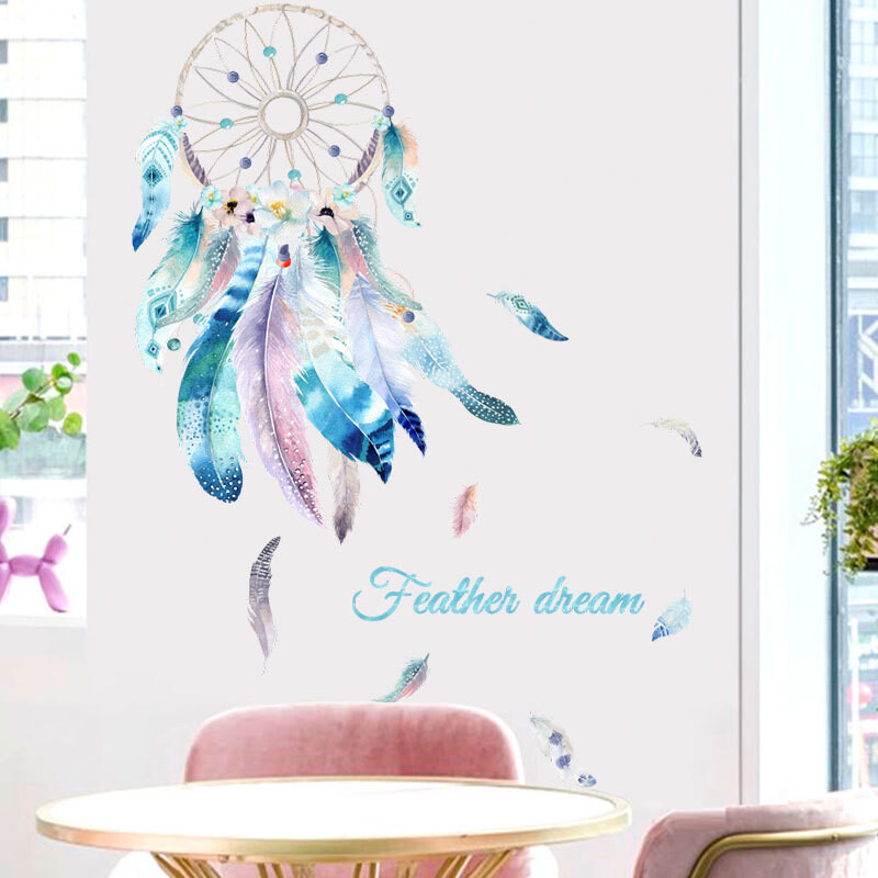 Dream catcher Feather Removable Wall Stickers DIY Home Decoration Decals Room Decor Art for Girl Kids Bedroom Mural Водоустойчив