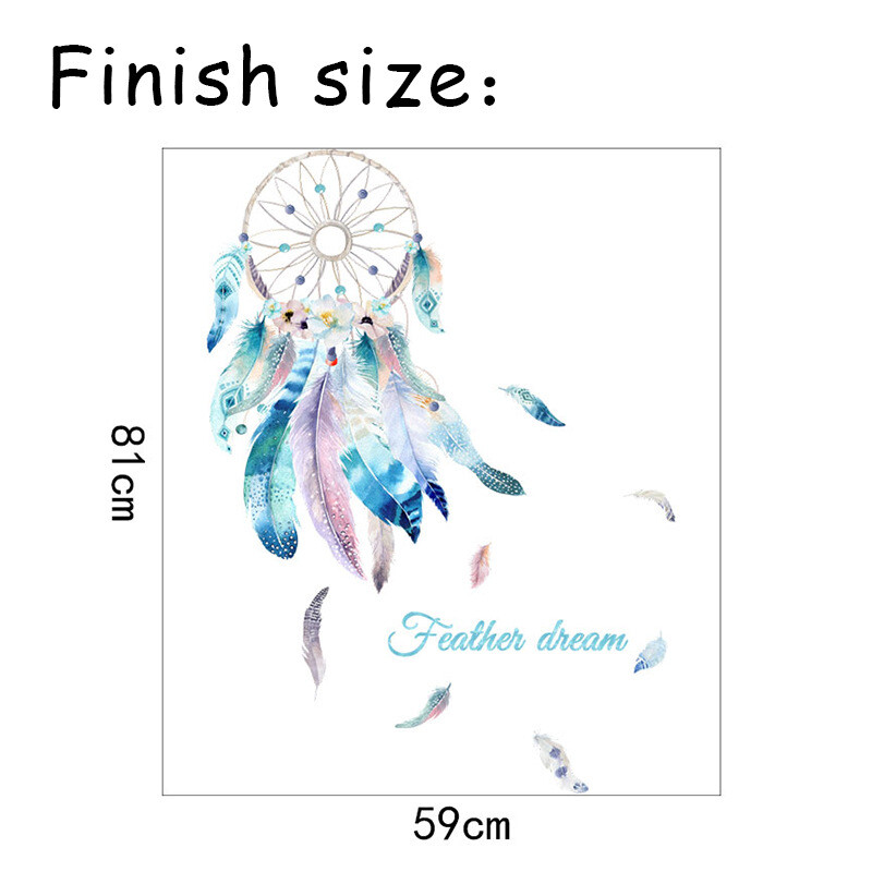 Dream catcher Feather Removable Wall Stickers DIY Home Decoration Decals Room Decor Art for Girl Kids Bedroom Mural Водоустойчив