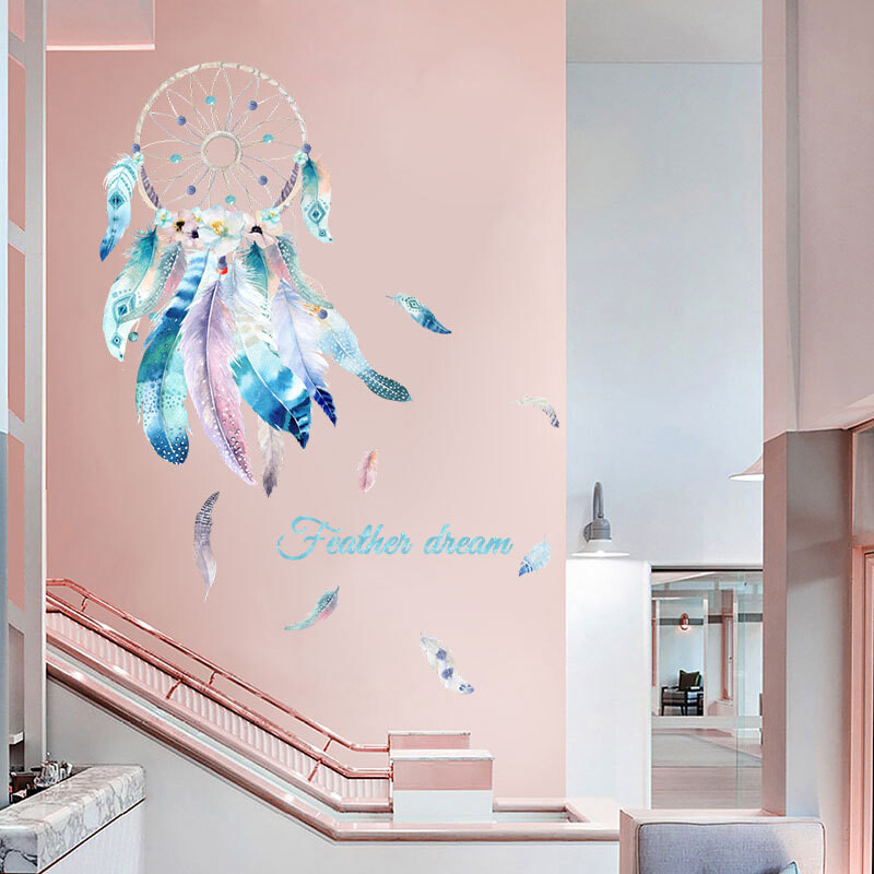 Dream catcher Feather Removable Wall Stickers DIY Home Decoration Decals Room Decor Art for Girl Kids Bedroom Mural Водоустойчив