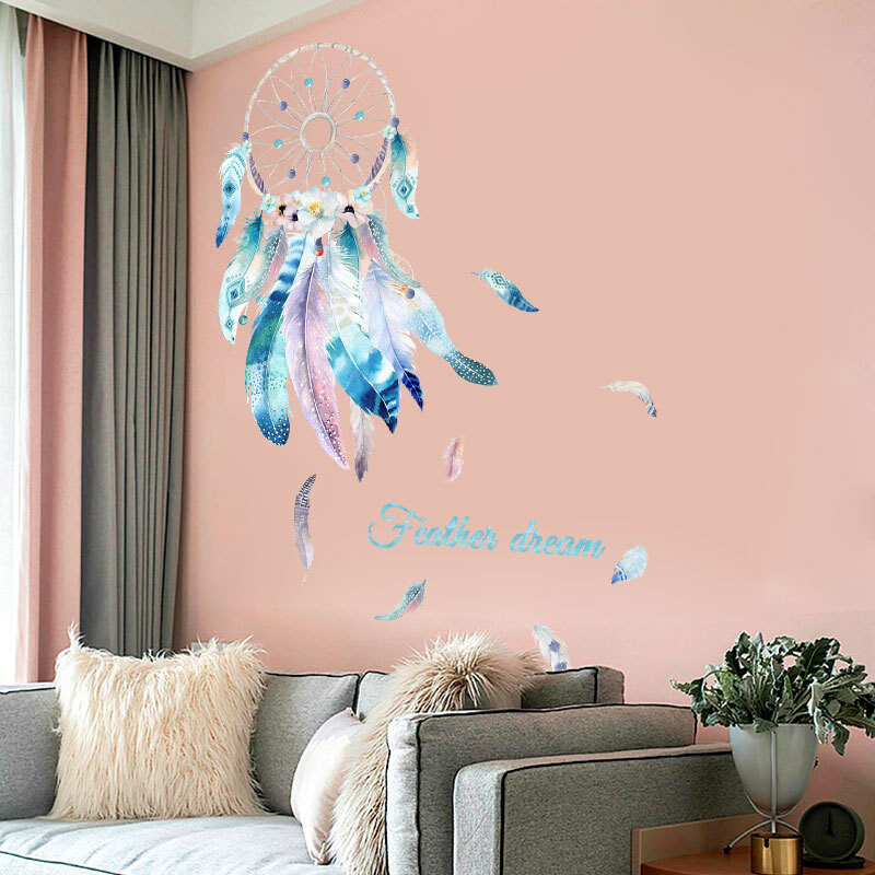 Dream catcher Feather Removable Wall Stickers DIY Home Decoration Decals Room Decor Art for Girl Kids Bedroom Mural Водоустойчив