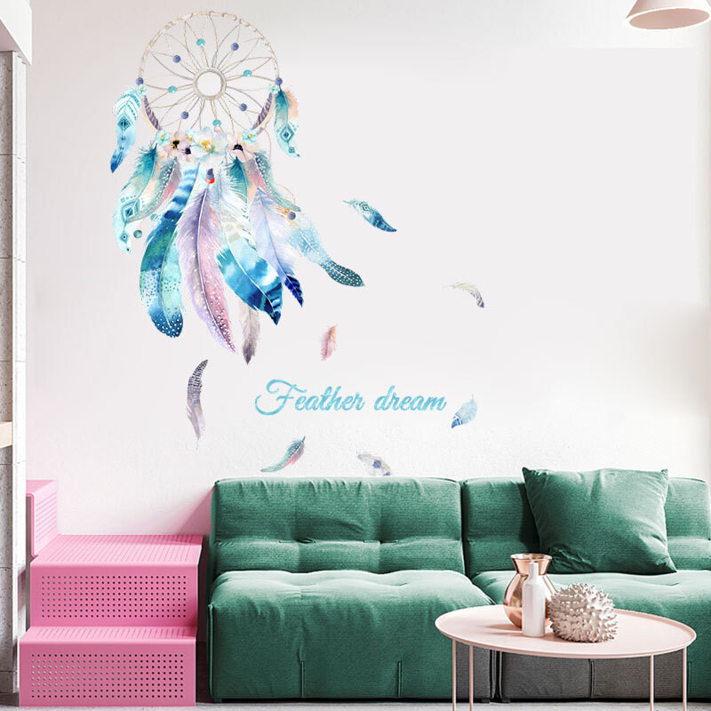 Dream catcher Feather Removable Wall Stickers DIY Home Decoration Decals Room Decor Art for Girl Kids Bedroom Mural Водоустойчив