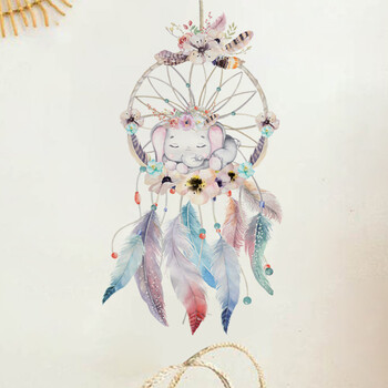 Αυτοκόλλητο τοίχου Dream Catcher Feather Wind Chimes Διακόσμηση Παιδικού Δωματίου για Υπνοδωμάτιο Τέχνη τοίχου Γλυκά αυτοκόλλητα τοίχου σαλονιού