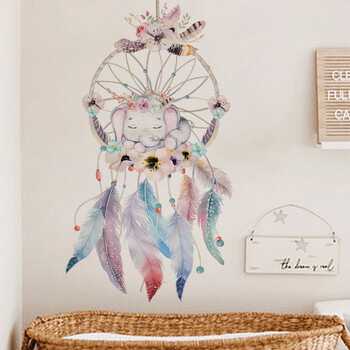 Αυτοκόλλητο τοίχου Dream Catcher Feather Wind Chimes Διακόσμηση Παιδικού Δωματίου για Υπνοδωμάτιο Τέχνη τοίχου Γλυκά αυτοκόλλητα τοίχου σαλονιού