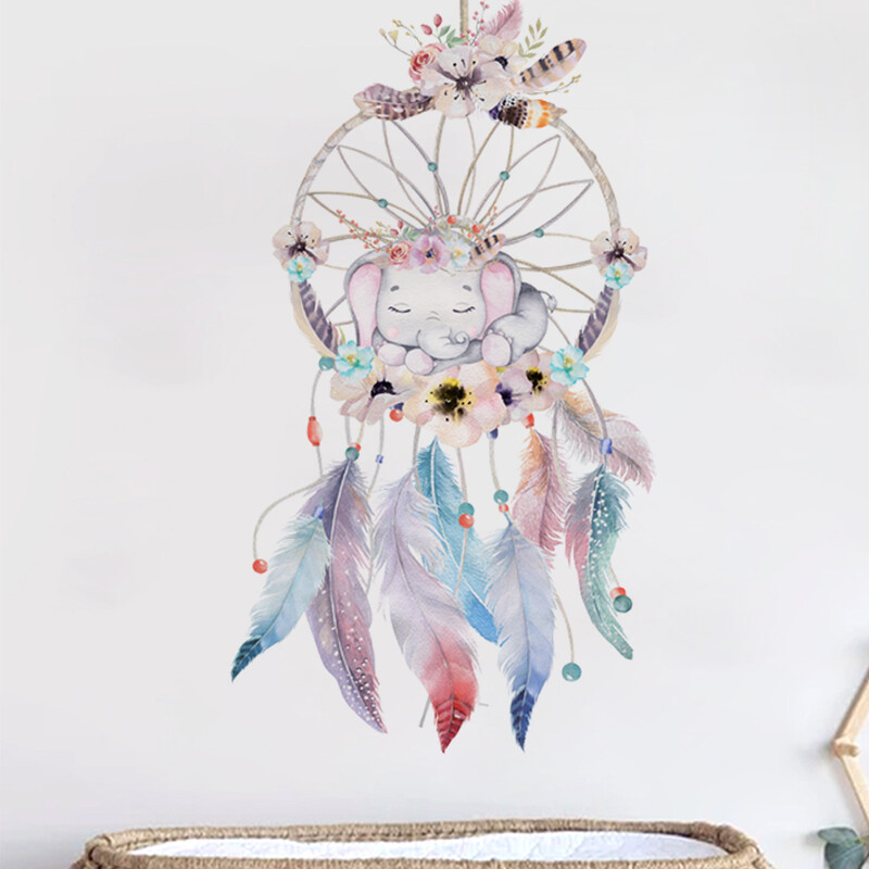 Álomfogó toll szélcsengő fali matrica gyerekszoba dekoráció a hálószobához. Édes nappali fali matricák