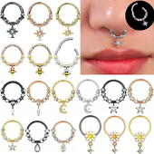 1 ks Moon Planet Septum Hoop Clicker Dangle Nose Ring Star Helix Hoop Heavy Cartilage Scorpion Scorpion