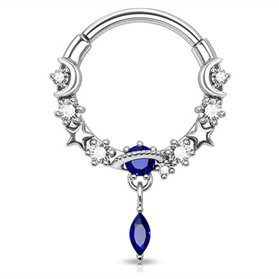 1 ks Moon Planet Septum Hoop Clicker Dangle Nose Ring Star Helix Hoop Heavy Cartilage Scorpion Scorpion